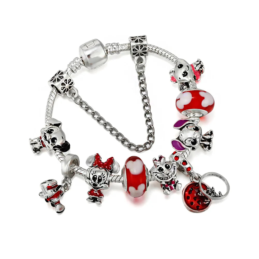 Silver Disney 100th Princess Pumpkin Cart Mickey Minnie Dumbo Charm Stitch Beads Fit Original Pandora Bracelets DIY Jewelry