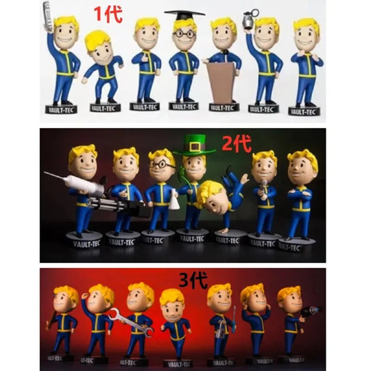 12cm Game Fallouts Vaults Boy Action Figure Bobblehead Cute Vault Boy Resin Crafts Shaking Head Figurine Funny Toy For Kid Gift